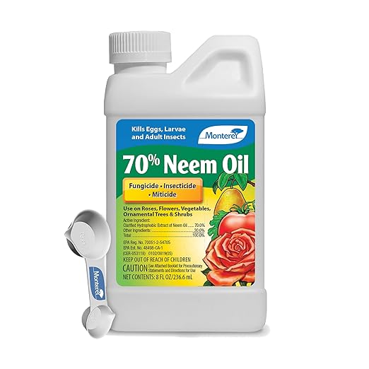 Monterey 70% Neem Oil Bundled with Measuring Spoon - Organic Gardening Fungicide, Insecticide, Miticide - Kills Eggs, Larvae, and Insects - 8 oz