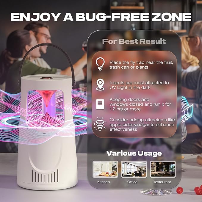 Fly Traps Indoor, Fruit Fly Trap for Home, Flying Insect Trap with Suction, Mosquito Traps Indoor & 10 Pcs Sticky Glue Boards, Gnat Traps for House Indoor