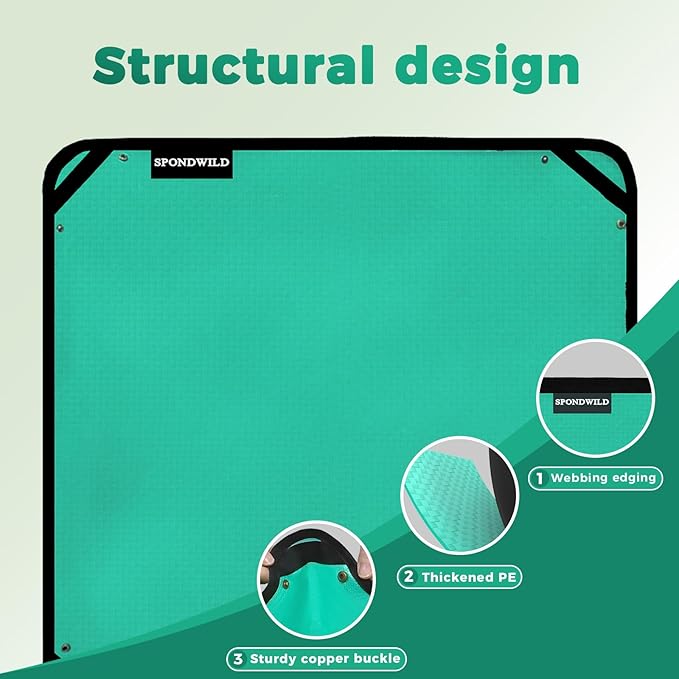 Large Plant Transplanting Mat - Thickened Waterproof Potting Mat, Succulent Gardening Mat, Portable Repotting Mat for Mess Control, Indoor Outdoor Use, PE-Green 43.5"x29.5"