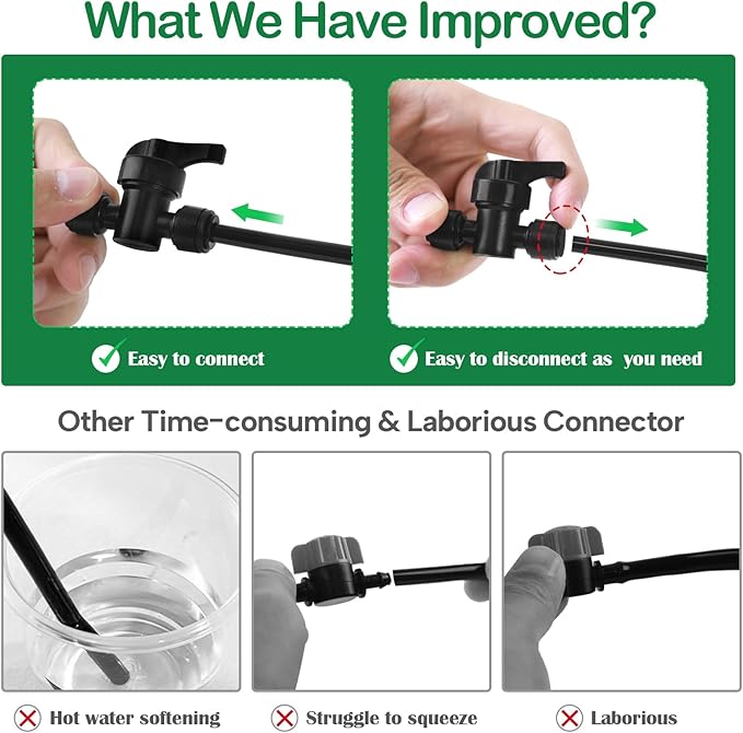 1/4 Inch Drip Irrigation Shut Off Valve Fittings, 6 Pieces Push-to-fit Micro Shutoff Valve Connectors for 1/4" Irrigation Tubing Leak Free Drip Line On Off Switch Parts Regulate Water Flow