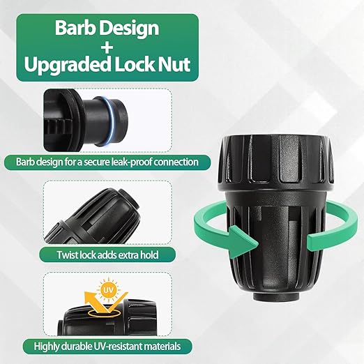 RedChili 6 Pcs 1/2 Inch Drip Irrigation Tubing to Faucet/Garden Hose Adapter, 3/4" FHT to 1/2" (1/2" ID x0.6-0.65" OD) Drip Irrigation Fittings Female Garden Hose Water Line System Connector