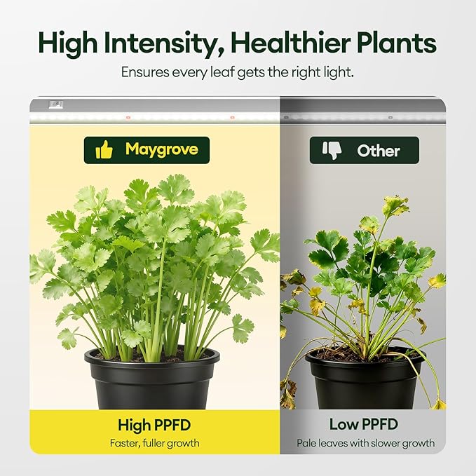 Maygrove T5 Grow Lights for Indoor Plants 1FT, Red-Enhanced Full Spectrum 5000K Grow Light, 28W(4 x 7W), Grow Light Strips for Seed Starting, Greenhouse, High PPFD, Linkable, White, 4-Pack