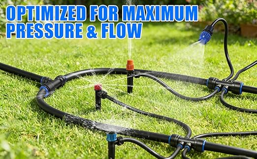 Fast-Lock Drip Irrigation System Kit for Garden Watering with 40 Adjustable Nozzles, Leak-Proof & Easy-Connect Irrigation Kit with 1/2" & 1/4" Tubing, for Greenhouse, Lawn, Indoor Pots(26FT+100FT)