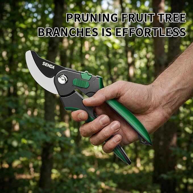8.5" Bypass Pruning Shears, SK5 Steel Pruning Shears for Gardening, Garden Clippers with 2-Position Adjustable Jaw for Thick Branches, Landscaping