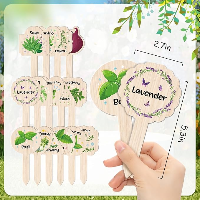 JUYRLE Plant Label Signs- 15PACK Herb Garden Markers, Plant Labels for Outdoor Garden Waterproof, Plant Tags with Names, Indoor Patio Tags for Succulent Flowers Greenery Seedling