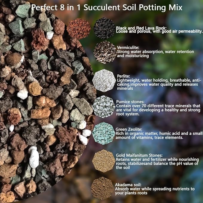 Mix Horticultural 5lbs Lava Rocks Mixed Potting Soil for Plants Bonsai Succulents and Cacti Soil Decoration Gravel Volcanic Pumice Stones for Terrarium, Top Dressing, Fairy Gardening