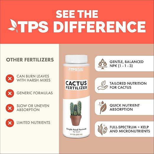 Cactus Fertilizer – Liquid Plant Food for All Cacti, Supports Healthy Cactus Growth & Blooming, 32 oz