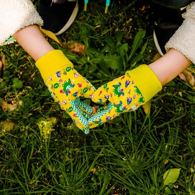 PROMEDIX P Kids Garden Gloves 3-6 Years Old Children Gardening Gloves Cotton Comfortable Bright Color, 2- Pair Pack