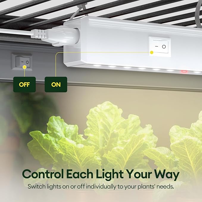Maygrove T5 Grow Lights for Indoor Plants 1FT, Red-Enhanced Full Spectrum 5000K Grow Light, 28W(4 x 7W), Grow Light Strips for Seed Starting, Greenhouse, High PPFD, Linkable, White, 4-Pack