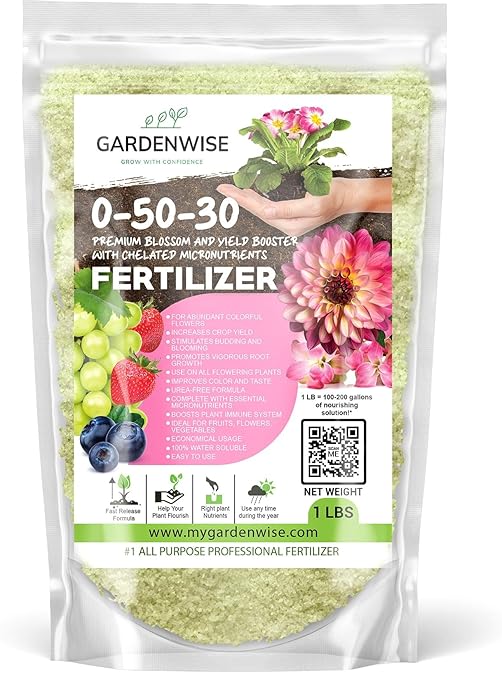 GARDENWISE 0-50-30 Universal Premium Bud and Bloom Booster Increases Flowering & Yield, for Use in Soil and Hydroponics, Super Concentrated Flower Fuel (1 LBS)