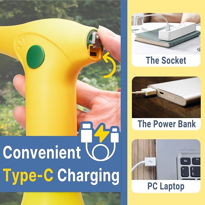 T TOVIA:Electric Sprayer, 1 Liter USB-C Battery Spray Bottle Powered, Rechargeable, Portable Garden ，Plant Misters for Inside， Outdoor and Indoor Plants,Cleans and Gardens, Handheld