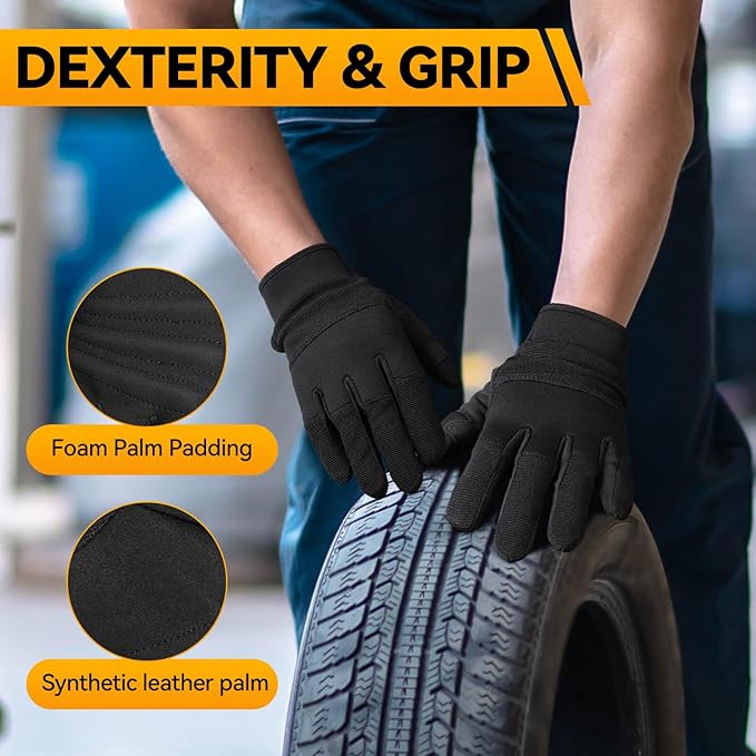 OZERO Work Gloves for Men Women: Mechanic Glove Touchscreen Firm Grip Dexterity Light Duty Gloves for Gardening Construction