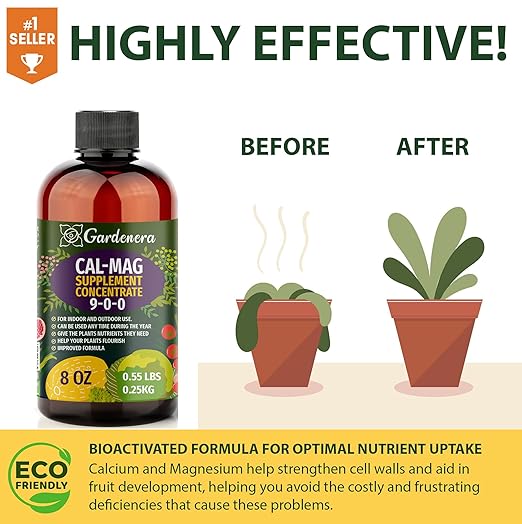 Organic Cal-MAG Growing Fertilizer Concentrate: Calcium, Magnesium, Iron & Micronutrients Supplement for Plant Deficiencies (9-0-0 NPK) - [32 OZ / 1 Quart]