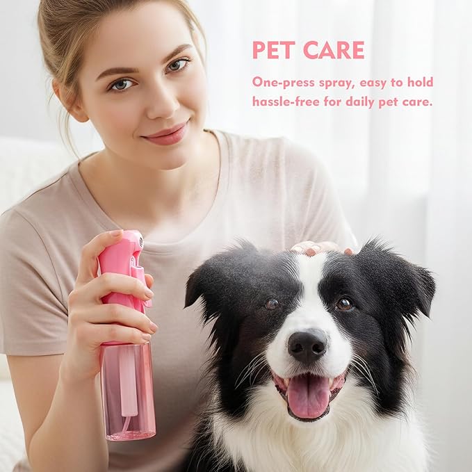 Continuous Spray Bottle, 6.8 OZ Hair Spray Bottles, Ultra-Fine Mister Spray Bottle for Hairstyling, Cleaning, Plants, Pets, Salons, and More (2 Pack)
