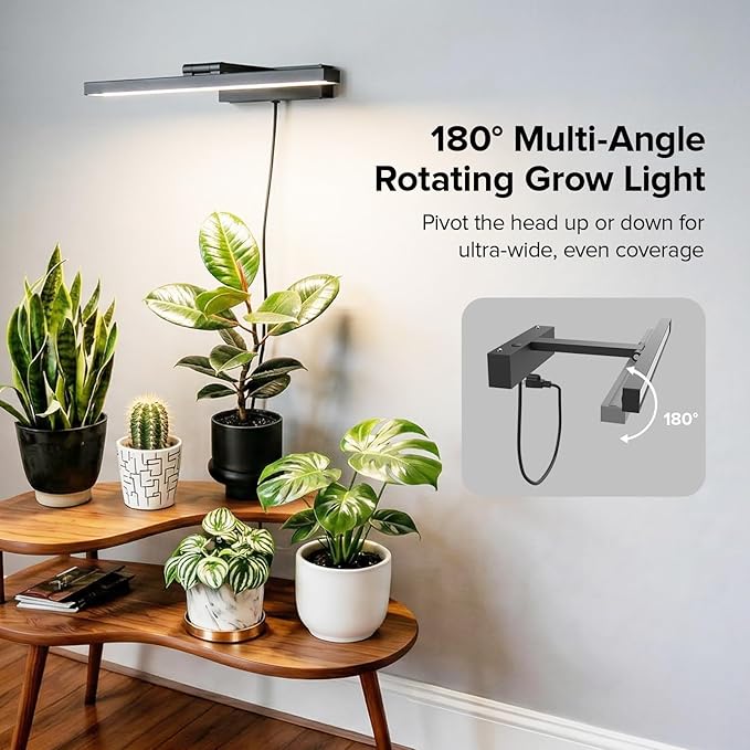 SANSI Grow Lights for Indoor Plants, 35W Wall Mounted Grow Light Full Spectrum, LED Plant Lights for Indoor Growing, High PPFD with 4-Level Dimmer, Auto On Off 4/8/12 Hrs Remote for Greenhouse Seed