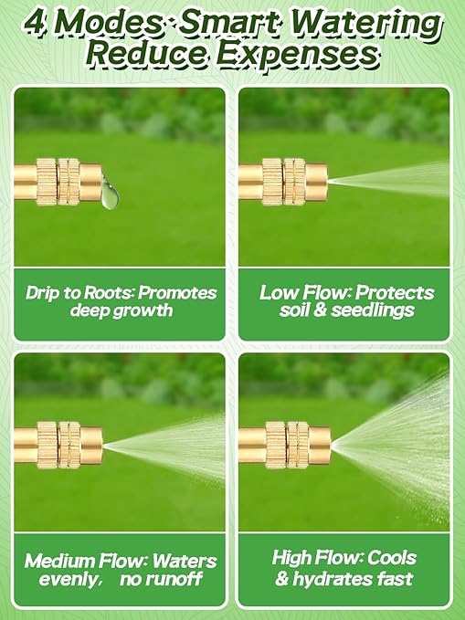 49ft Drip Irrigation System Kit - Includes 15pcs 360° Adjustable Sprayers, 5/16" PE Tubing, 1/2" & 3/4" Faucet Adapters, Automatic Garden Watering Sprinkler System for Raised Bed Plants Lawn