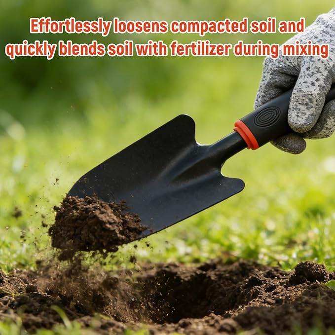 FR Ergonomic Garden Trowel – Heavy-Duty Stainless Steel Hand Shovel for Digging, Weeding & Transplanting (Comfort Grip)
