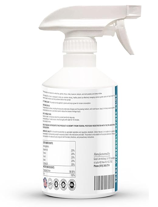 Colton’s Plant Control Ready-to-Use Natural Plant Spray – Maximum Strength Pesticide, Fungicide & Miticide for Spider Mites, Powdery Mildew, and Mold – Safe for Indoor, Outdoor & Garden Use (32 oz)
