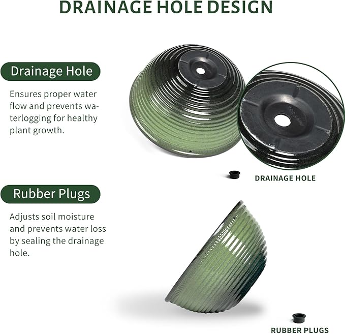 Vanslogreen 10 Inch Hanging Planter, 2 Pack Hanging Planters for Indoor Outdoor Plants, Hanging Pots with Drainage Holes for Garden Home (Green)