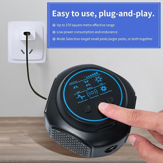 Ultrasonic Pest Repellent Plug in Indoor Mouse Traps for Home, Mouse Repellent Ultrasonic Device Rodent Repeller Ultrasonic Plug in Pest Control for Rat Mice Spider Squirrel Roach for Attic (1, Black)