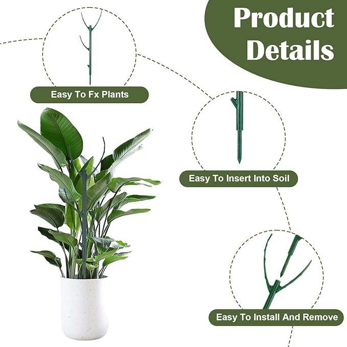 Qianyu 30 Pack Monstera Plant Support Stackable Plant Support Stakes Climbing Plants Holder Stick Garden Supports Pole Accessories for Indoor Outdoor Climbing and Potted Plants Pothos Philodendron