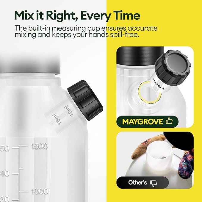 MAYGROVE 0.4 Gal Pump Sprayer, Hand Water Spray Bottle for Indoor Plant, Clear Plant Sprayer with Side Filling Port, Measuring Cup, Adjustable Nozzles, Safe Pressure Relief Valve