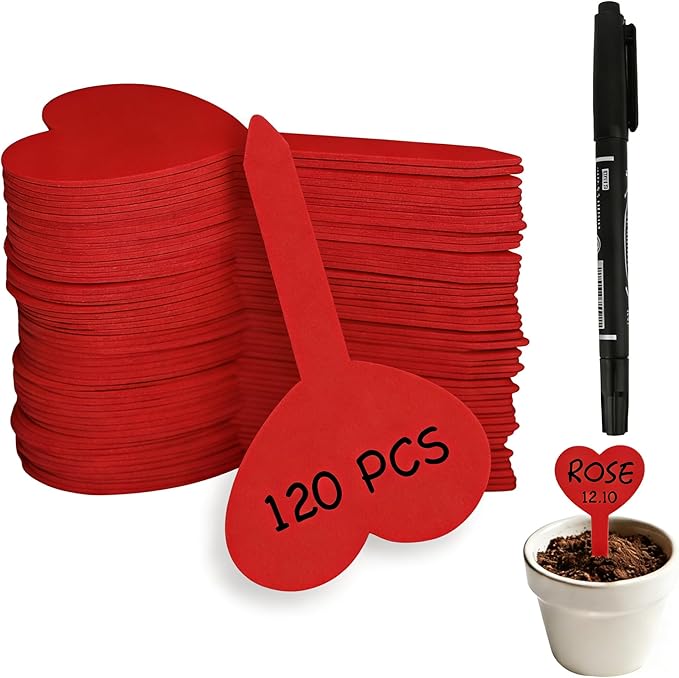 120PCS Plant Labels for Outdoor Garden Waterproof Red Plastic Plant Tags for Seedlings Garden Marker Plants Markers Plastic Gardening Gifts for Women Unique