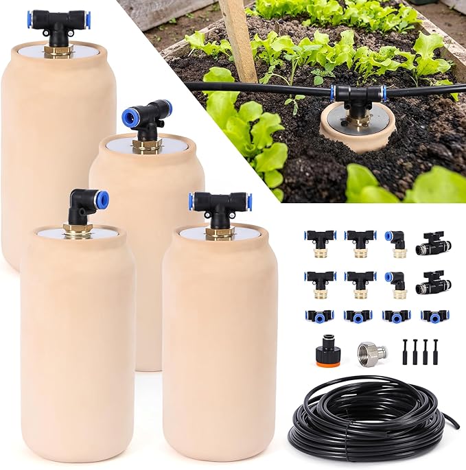 4pcs 3.5x3.5x7in Classic Self-Watering Ollas Self Watering 30oz Terracotta Planter Automatic Drip Irrigation System for Indoor Plant Watering & Outdoor Water Sets Terra Cotta Clay