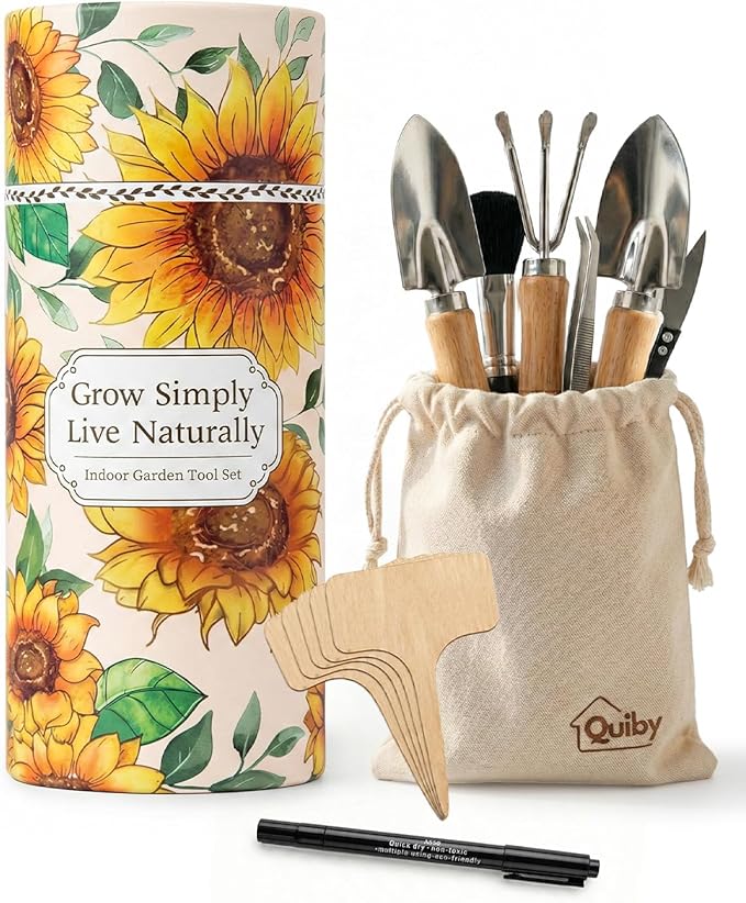 Indoor Gardening Tools, 19-Piece Small Garden Tools Set, Gardening Gifts for Women, Mini Garden Tools House Plant Starter Tool Set, Stainless Steel Gardening Tools, Accessories for Indoor Gardening