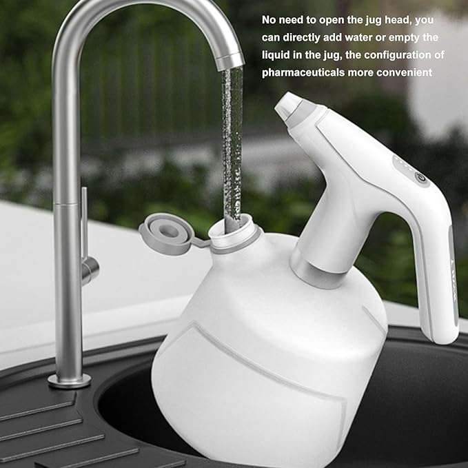 Jiawu Electric Spray Bottle, Rechargeable Plant, Automatic Watering Can, Handheld Sprayer Bottle for Indoor & Outdoor Plant Watering, Fertilization, Gardening (White)