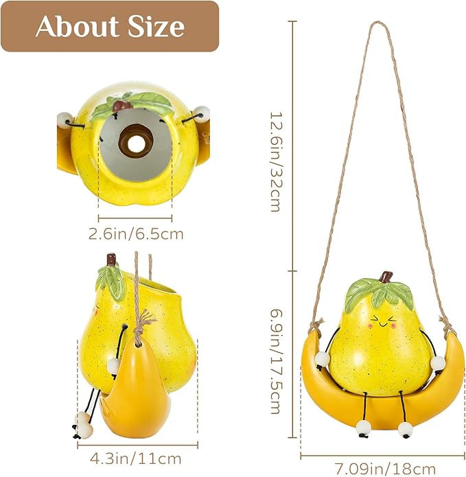 Cute Hanging Planter Pot for Indoor - Swing Smiley Planter for Outdoor Plants - Ceramic Succulent Plant Pot with Face