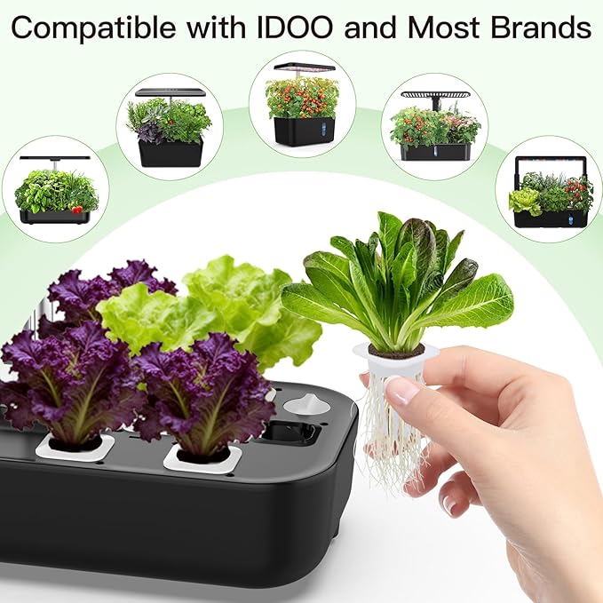 Square Grow Baskets Replacement Compatible with iDOO IG201 Hydroponics Growing System, Seed Pod Baskets for Indoor Herb Garden, Plant Grow Containers Fit Square Grow Sponges, 50 Pack, White