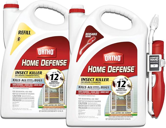 Ortho Home Defense Insect Killer for Indoor & Perimeter2 with Comfort Wand Plus Refill Bundle - Ready-To-Use Bug Spray, Kills Ants, Roaches, and Spiders, 1.33 gal.
