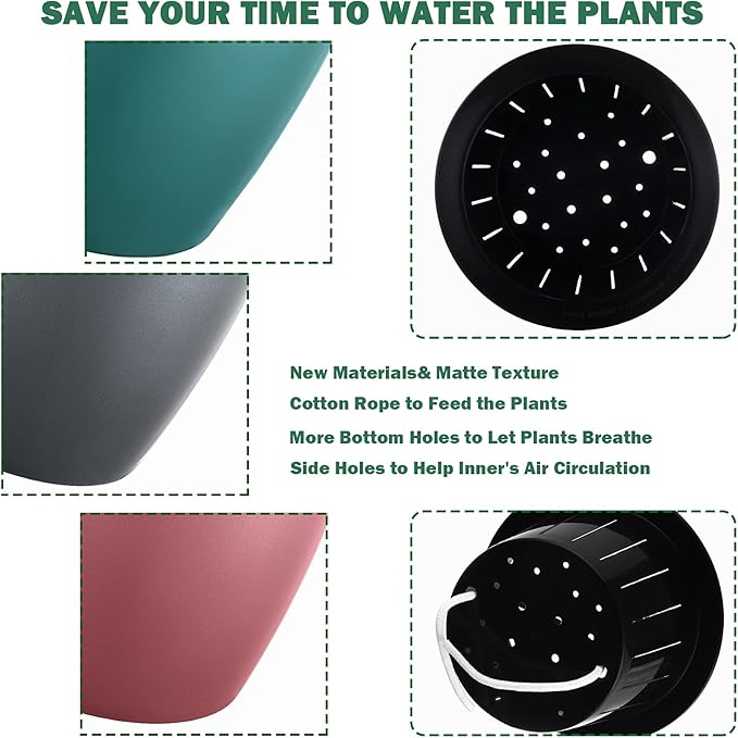 Planterhoma Self Watering Pots for Indoor Plants (Silver Gold, 6.7 Inch/5 Pack)