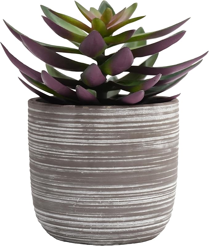 Jahe Fake Outdoor Plants, 7.5” Fake Plant Agave in Cement Bowl, Artificial Succulent Plants for Home Decor Office Desk Bathroom Livingroom Boho Shelves Decoration, Table Centerpieces