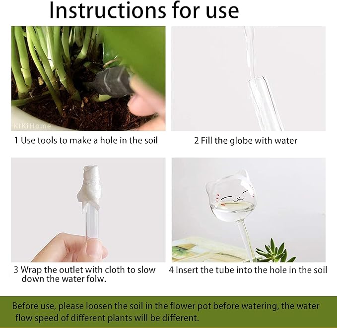 3 Pack Plant Waterer Self Watering Globes, Cute Cat Transparent Mini Durable Clear Glass Aqua Bulbs for Indoor, Automatic Plant Watering Devices, Gifts for Family and Friends