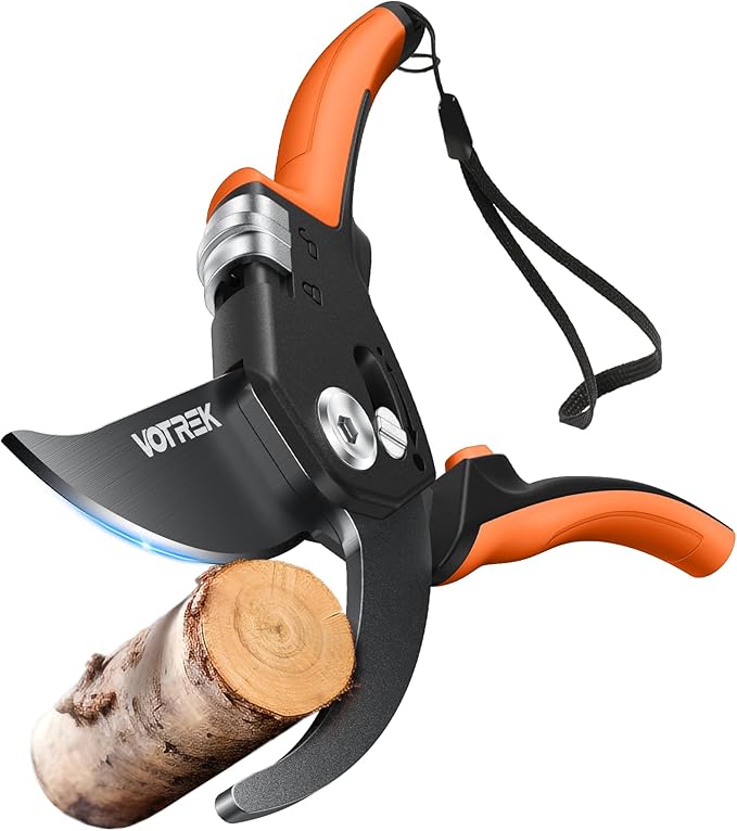 8.5" Pruning Shears for Gardening, 【Unique Stepless Handle Opening】Professional Bypass Garden Clipper, Heavy Duty Plant Pruners for Branch 【SK5 Steel Blades】【All Hand Sizes】,Bright Orange