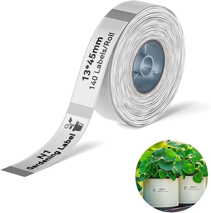 NIIMBOT Plant Labels 13×45mm (0.51'' x 1.77''), for N1(B18) Label Maker, Suitable for Outdoor Indoor Plant Potted Tag, PET Material, Long Storage, Waterproof and High-Temperature Resistance, Clear