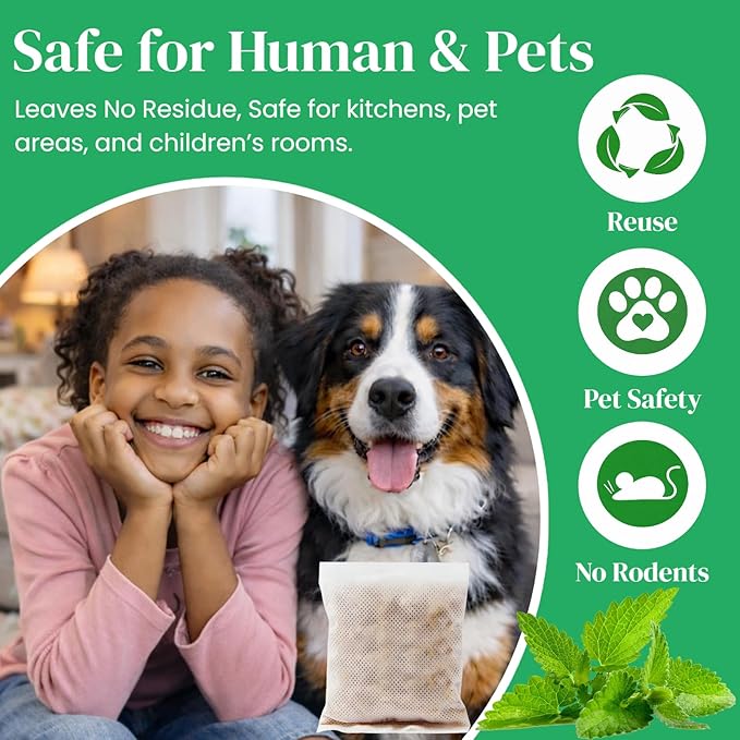 Pest Repellent Pouches, 10 Pack Peppermint Oil Mouse Repellent for Mice, Rats, Rodents, Spiders & Squirrels, Natural Indoor & Outdoor Pest Control, Family & Pet Safe (0.23, Pounds)