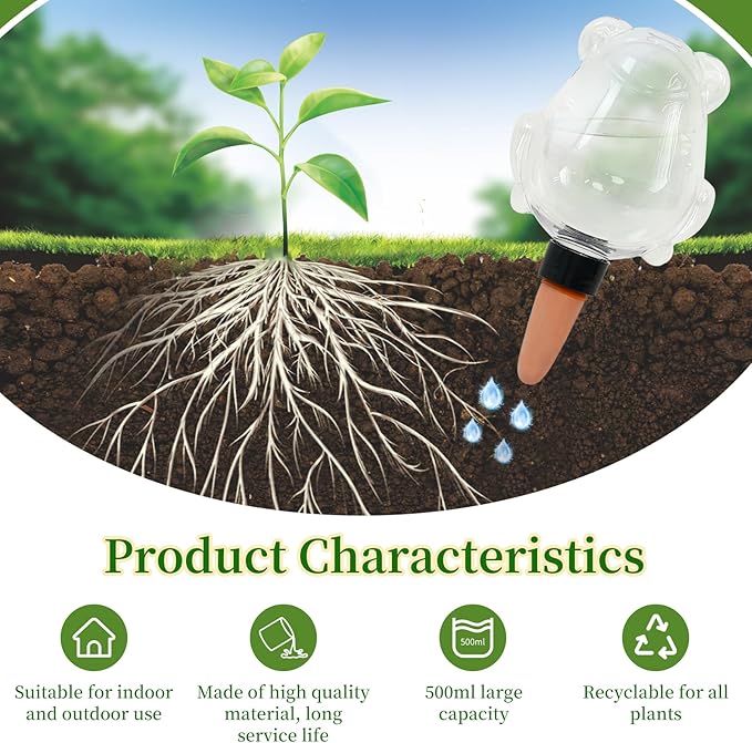 3 Pack Plant Self Watering Globes Top Fill for Indoor Plastic Water Bulbs Slow Release Terracotta 13oz Self Watering Planter Insert Automatic Drip Irrigation Water Spikes Stakes Devices System