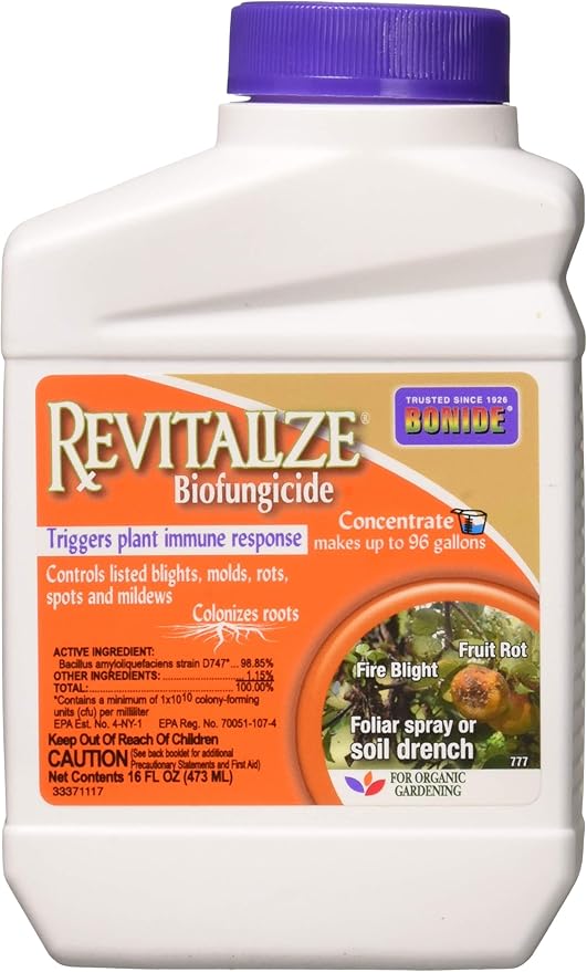 Bonide Revitalize Biofungicide, 16 oz Concentrate Disease Control for Organic Gardening, Controls Blight & Mold