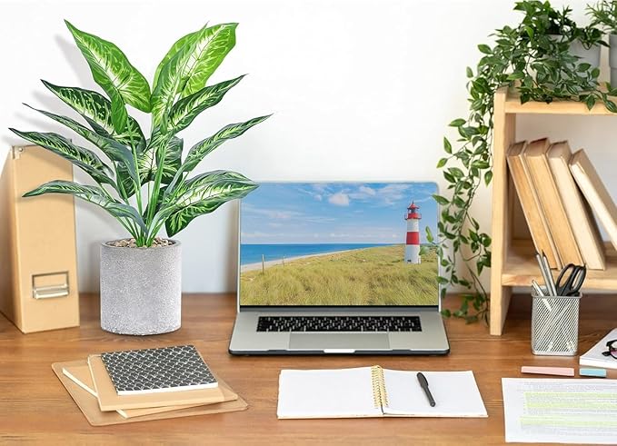 JC nateva 2pcs 16" Fake Plants Artificial Plants Tropical Faux Plants Indoor for Bathroom Kitchen Office Home Sage Green Decor