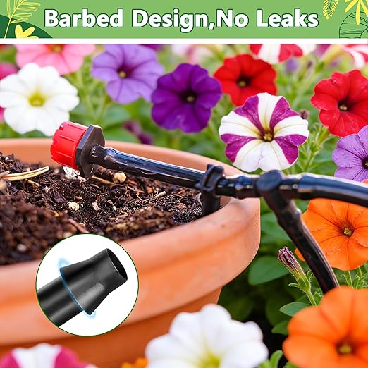 280 Pcs Barbed Connectors Irrigation Fittings Kit, Drip Irrigation Barbed Parts 1/4'' Tubing Kit for Garden Lawn (Nozzles, Nozzle Tees, Single Barbs, Couplings, Tees, Elbows, Plugs, Crosses)