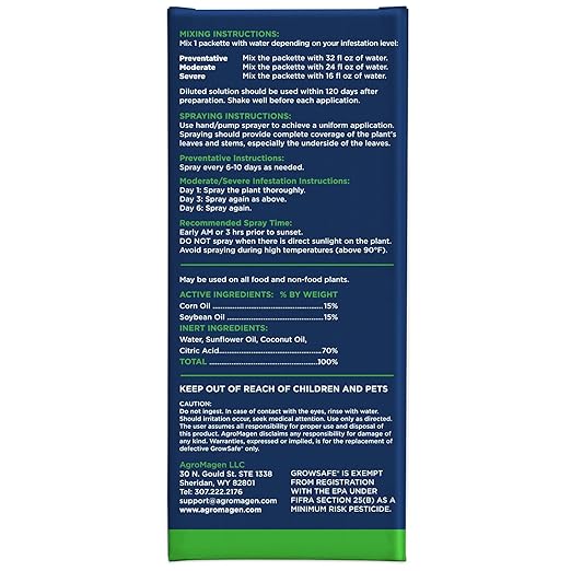 AgroMagen, GrowSafe Bio-Pesticide, Organic and Natural Miticide, Fungicide and Insecticide (Ready-to-Mix)