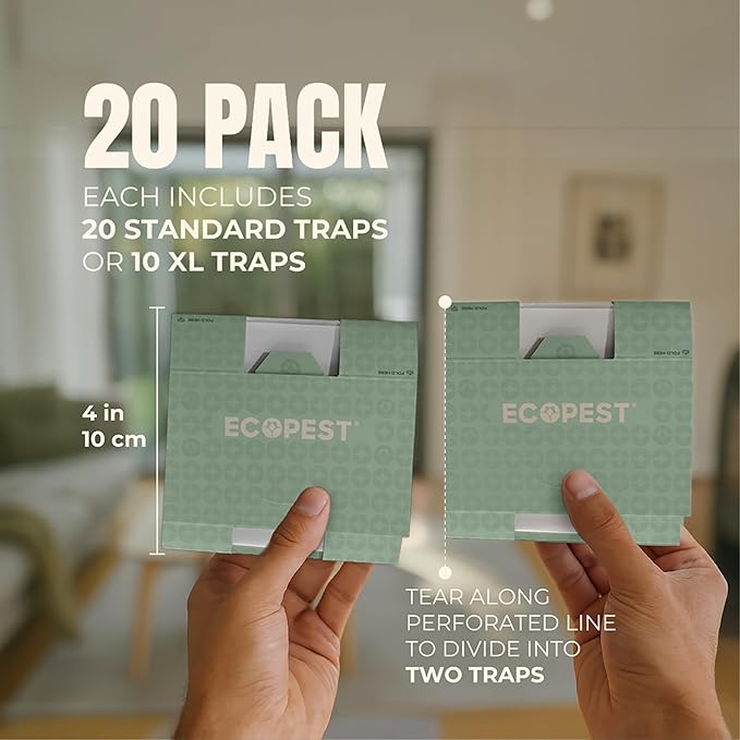 Bed Bug Glue Traps – 20 Pack | Sticky Pest Control Trap and Bed Bug Killer | Adhesive Crawling Insect Interceptors, Trap, Monitor, and Detector for Treatment of Bed Bugs and Other Indoor Pests