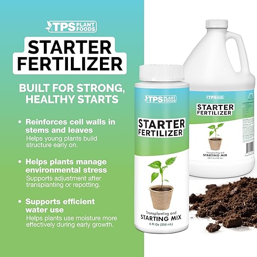 Starter Plant Fertilizer – Liquid Plant Food for Reduced Transplant Shock, Faster Root Establishment & Healthy Early Growth, 32 oz