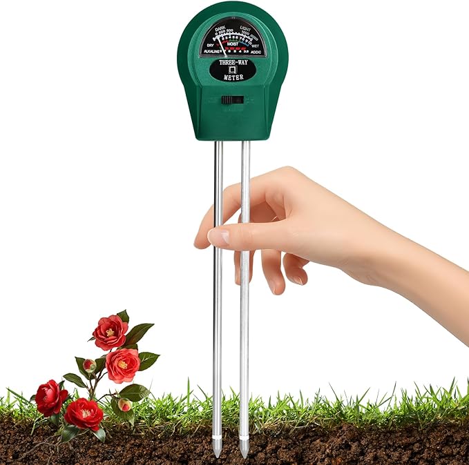 GeeRic Soil Moisture 3-in-1, Soil Moisture/Light/pH Tester, No Battery Needed Soil Tester Gardening Tool for Indoor and Outdoor