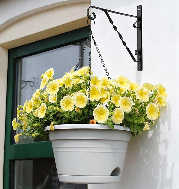 Nooulap 4 Pack Hanging Planters, 10 Inch Hanging Plant Pot with Hanger Chain & Drainage Trays, Hanging Baskets for Plants Outdoor Indoor, Flowers Pots for Home, Garden, Porch Decor (Grey)
