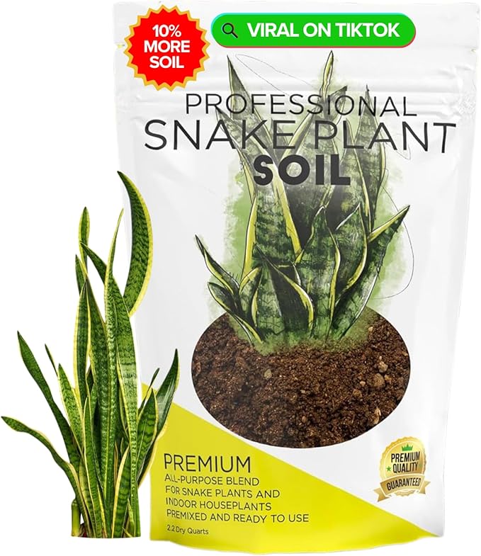 Professional Snake Plant Soil | Large 8.2 Quarts Ready to Use for Snake Plants | Peat Moss, Coco Coir, Perlite, Dolomite | Made in USA