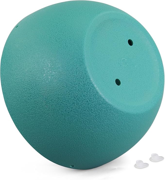 Meowell 8 inch Small Hanging Planters Plant Pots for Indoor Outdoor Plants, 2 Pack Hanging Flower Pots with Drainage Holes and Chain for Garden, Plastic Hanging Baskets for House Plants, Blue Green
